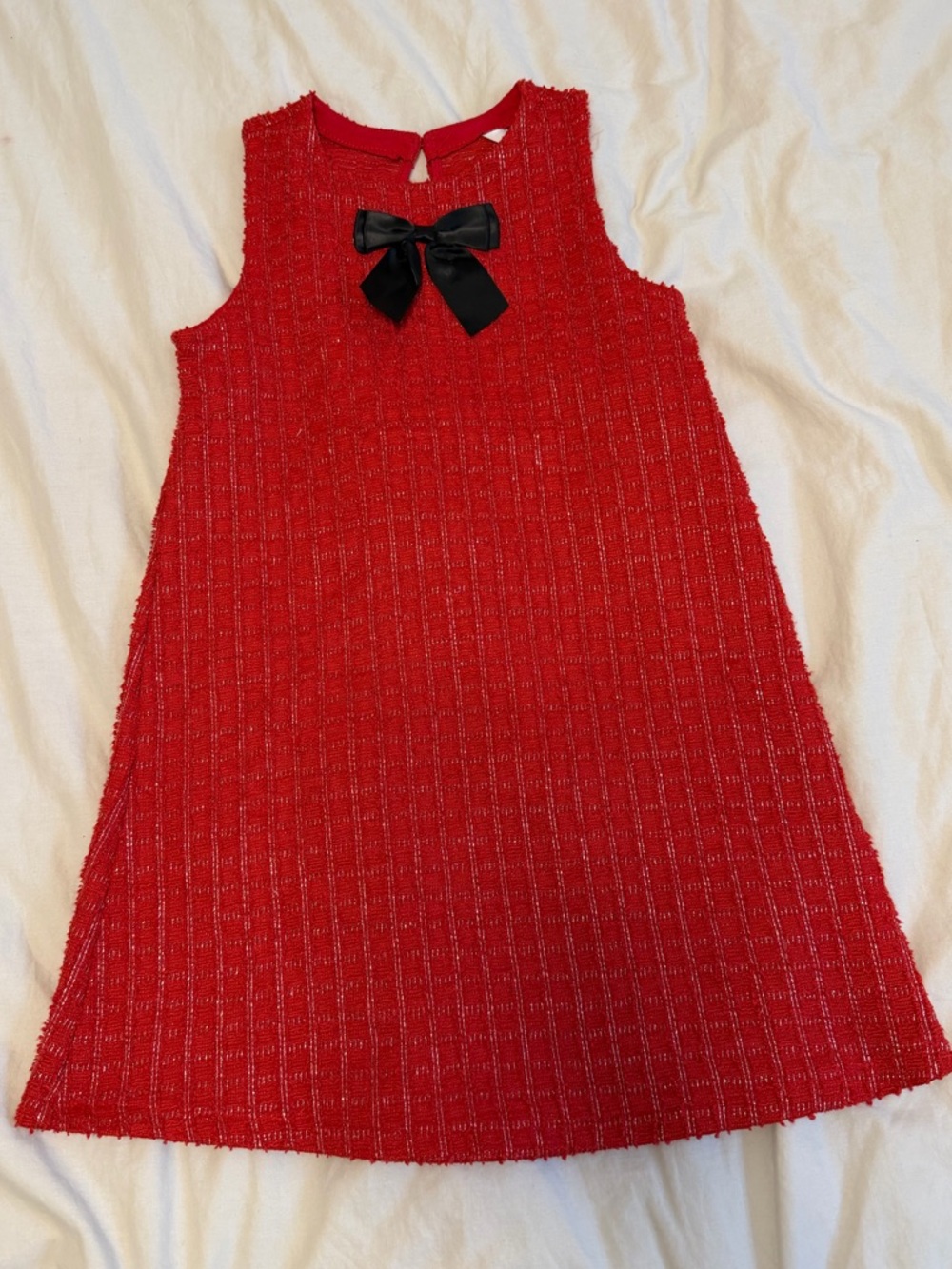 Kids H&M Red Sleeveless A-Line Dress with Black Bow
